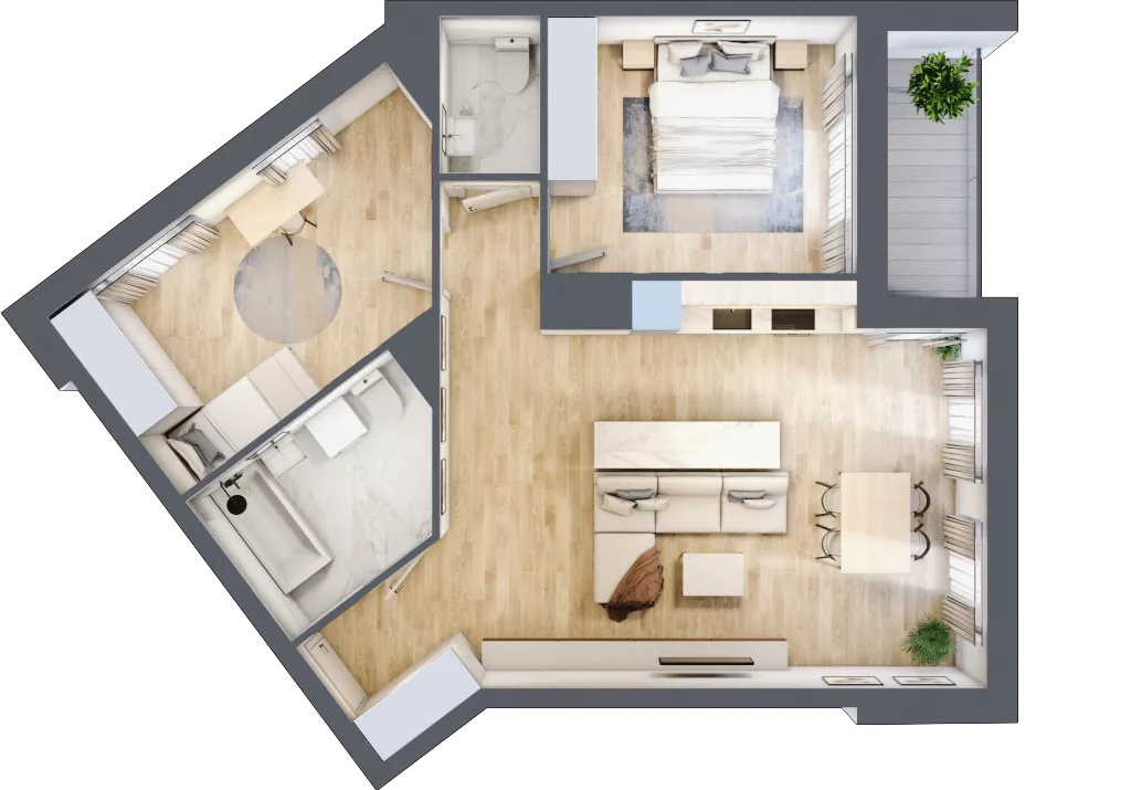 3 pokoje, apartament 69,42 m², piętro 2, oferta nr C_02_11, Kolejova 1, Poznań, Grunwald, Łazarz, ul. Kolejowa 1/3