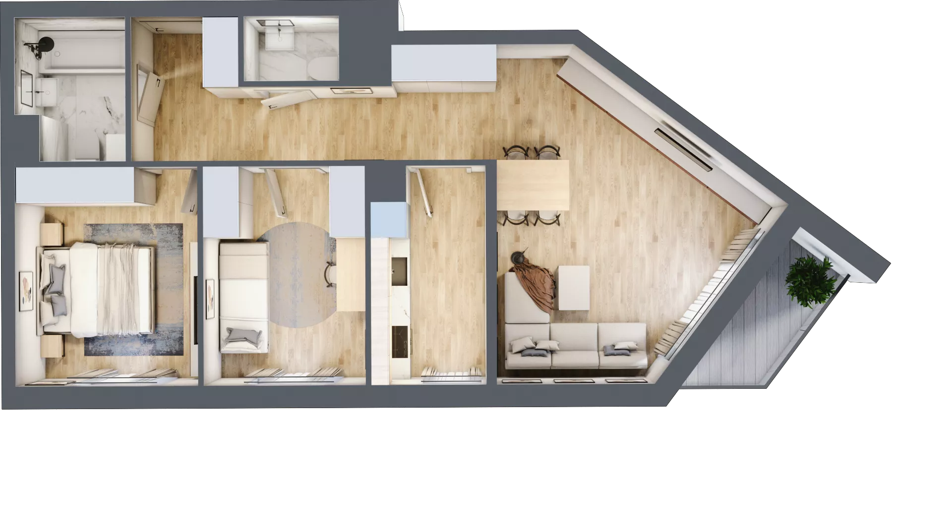3 pokoje, apartament 65,16 m², piętro 2, oferta nr C_02_12, Kolejova 1, Poznań, Grunwald, Łazarz, ul. Kolejowa 1/3