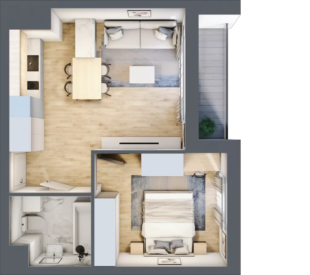 2 pokoje, mieszkanie 38,97 m², piętro 2, oferta nr C_02_13, Kolejova 1, Poznań, Grunwald, Łazarz, ul. Kolejowa 1/3