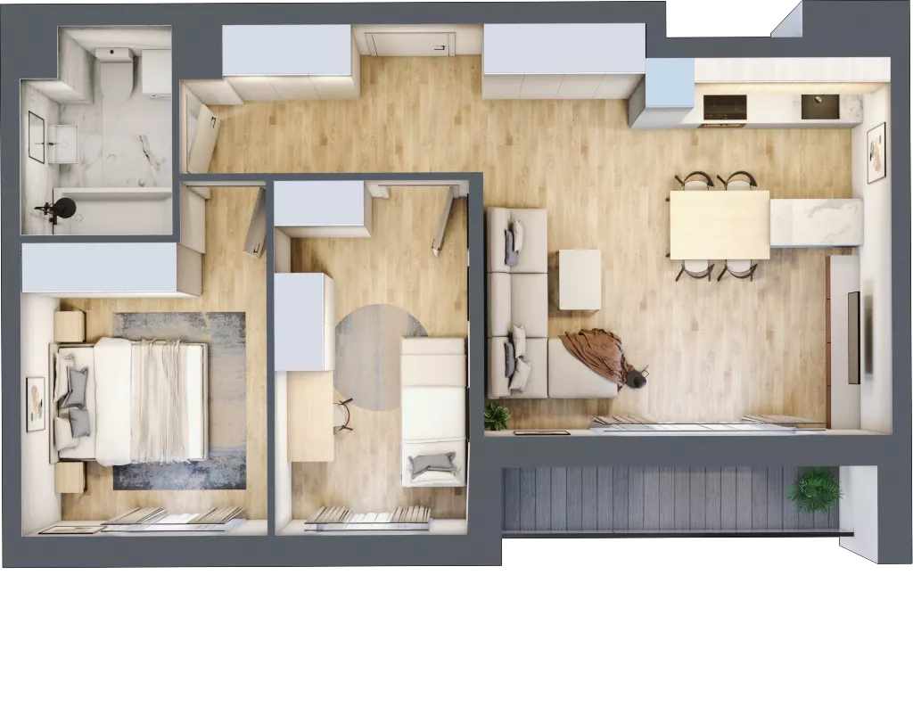 3 pokoje, apartament 56,35 m², piętro 2, oferta nr C_02_14, Kolejova 1, Poznań, Grunwald, Łazarz, ul. Kolejowa 1/3