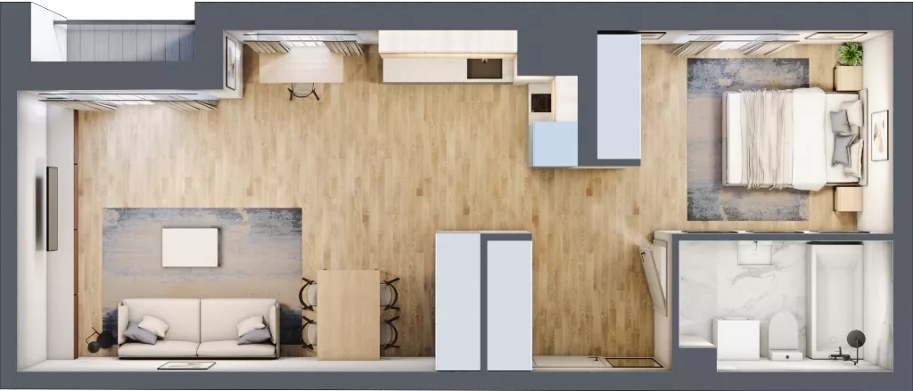 2 pokoje, apartament 49,87 m², piętro 2, oferta nr C_02_16, Kolejova 1, Poznań, Grunwald, Łazarz, ul. Kolejowa 1/3