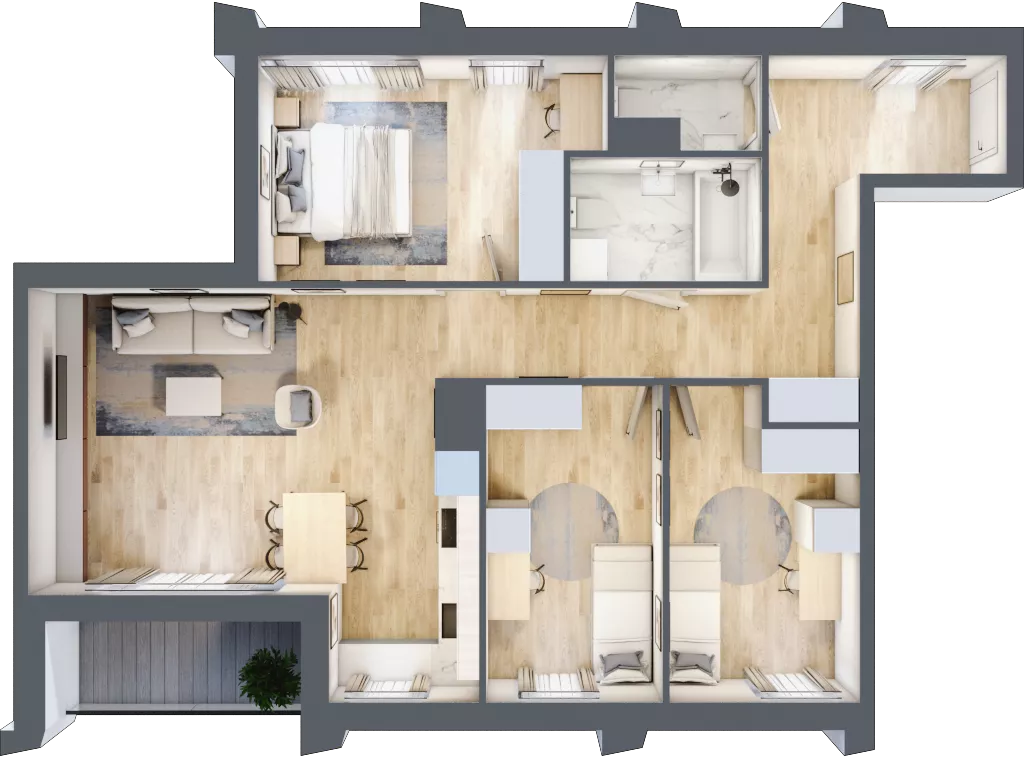 4 pokoje, mieszkanie 82,32 m², piętro 1, oferta nr D_01_11, Kolejova 1, Poznań, Grunwald, Łazarz, ul. Kolejowa 1/3