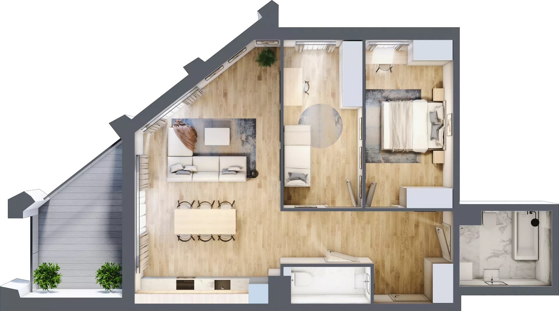 3 pokoje, mieszkanie 75,94 m², piętro 1, oferta nr D_01_12, Kolejova 1, Poznań, Grunwald, Łazarz, ul. Kolejowa 1a-d