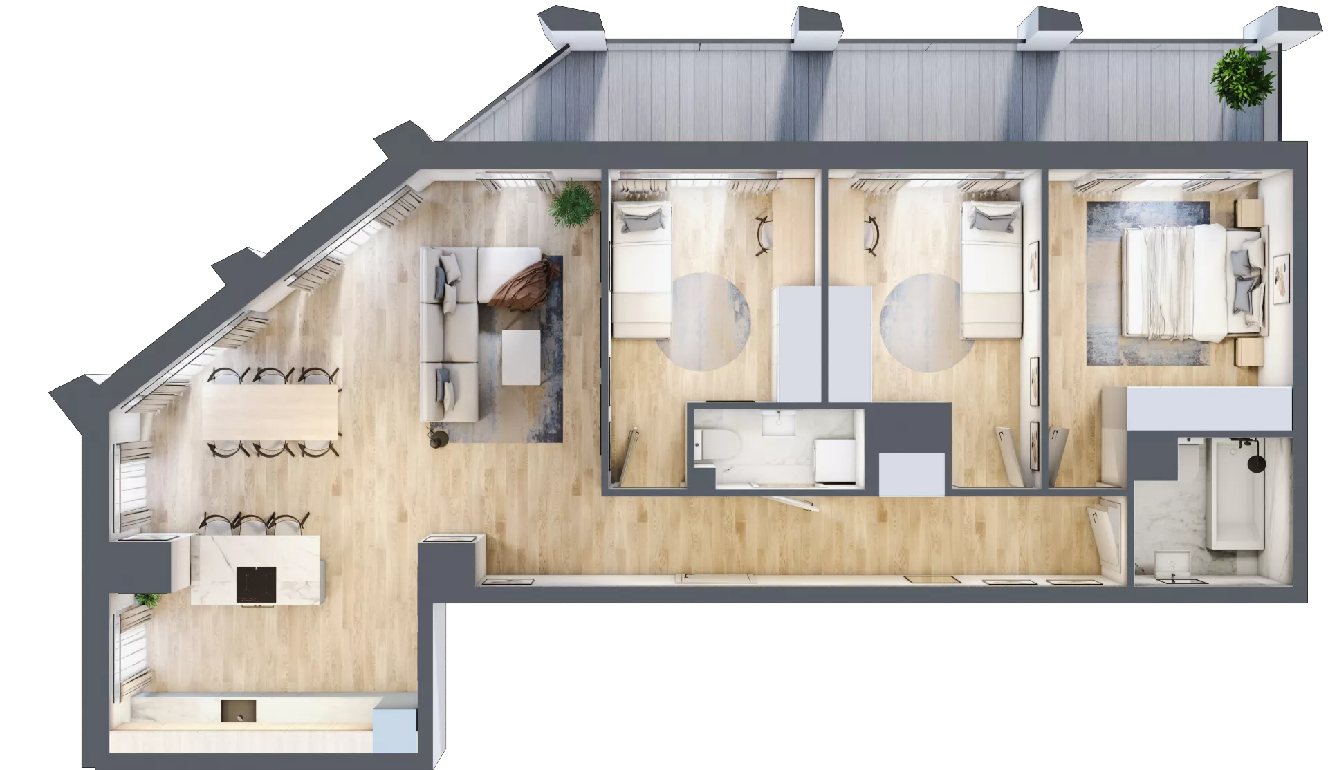 4 pokoje, mieszkanie 91,25 m², piętro 2, oferta nr D_02_13, Kolejova 1, Poznań, Grunwald, Łazarz, ul. Kolejowa 1/3