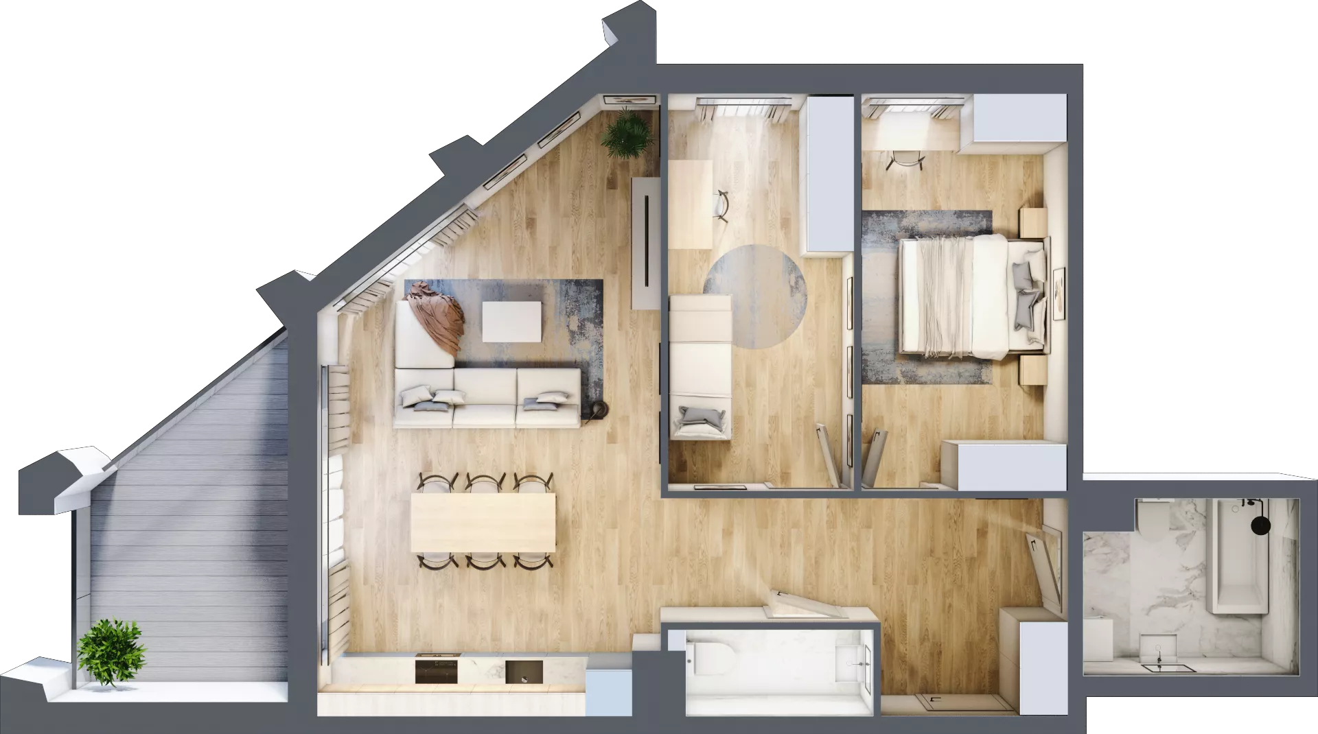 3 pokoje, mieszkanie 75,89 m², piętro 2, oferta nr D_02_23, Kolejova 1, Poznań, Grunwald, Łazarz, ul. Kolejowa 1a-d