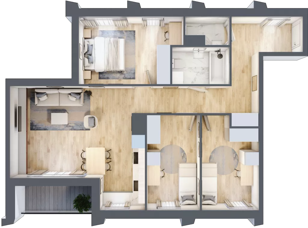 4 pokoje, mieszkanie 82,29 m², piętro 3, oferta nr D_03_33, Kolejova 1, Poznań, Grunwald, Łazarz, ul. Kolejowa 1/3