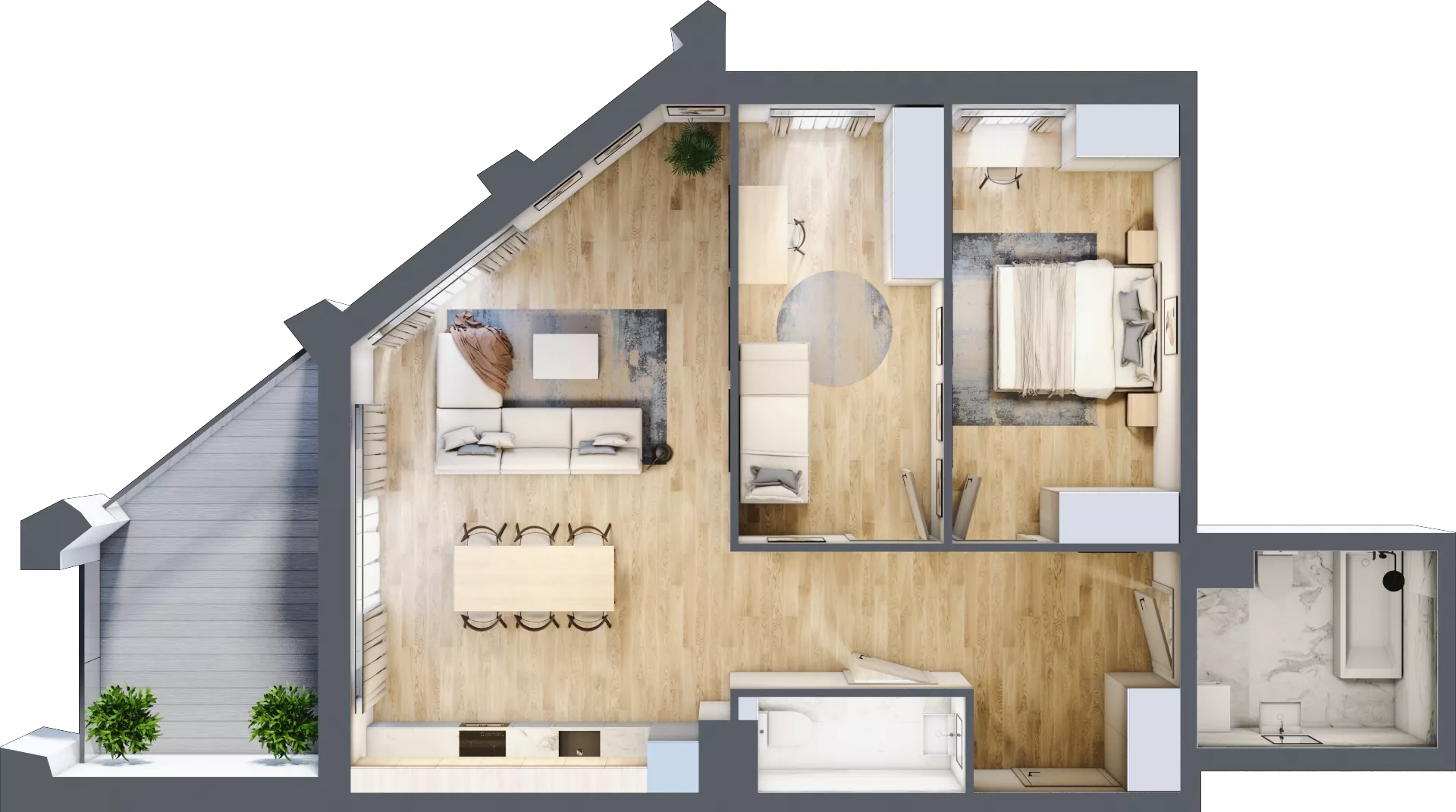 3 pokoje, mieszkanie 75,89 m², piętro 3, oferta nr D_03_34, Kolejova 1, Poznań, Grunwald, Łazarz, ul. Kolejowa 1a-d