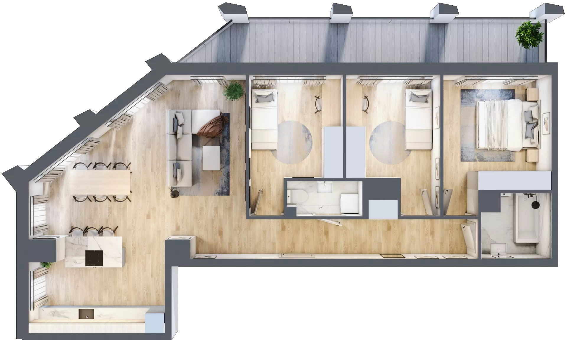 4 pokoje, mieszkanie 91,25 m², piętro 4, oferta nr D_04_35, Kolejova 1, Poznań, Grunwald, Łazarz, ul. Kolejowa 1/3