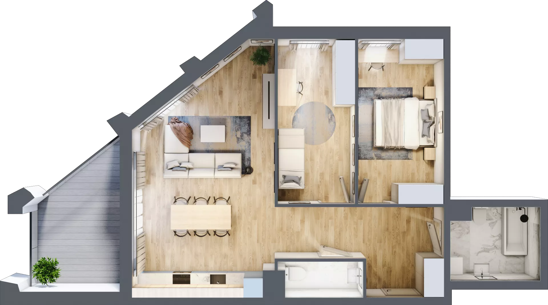 3 pokoje, mieszkanie 75,89 m², piętro 4, oferta nr D_04_45, Kolejova 1, Poznań, Grunwald, Łazarz, ul. Kolejowa 1a-d