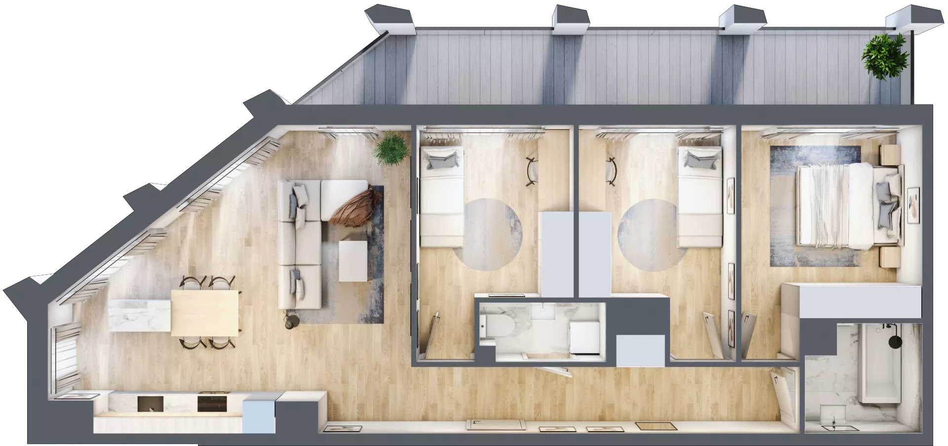4 pokoje, mieszkanie 80,89 m², piętro 5, oferta nr D_05_47, Kolejova 1, Poznań, Grunwald, Łazarz, ul. Kolejowa 1/3