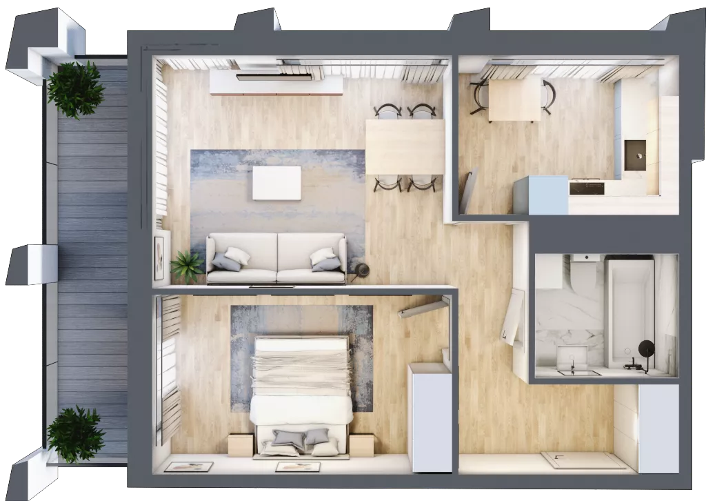 2 pokoje, mieszkanie 48,21 m², piętro 5, oferta nr D_05_48, Kolejova 1, Poznań, Grunwald, Łazarz, ul. Kolejowa 1/3
