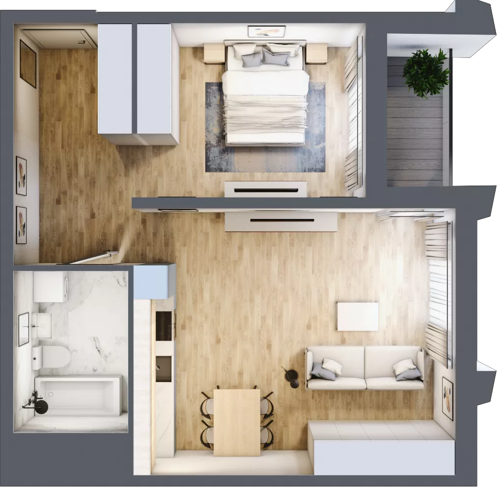 2 pokoje, mieszkanie 54,35 m², piętro 5, oferta nr D_05_49, Kolejova 1, Poznań, Grunwald, Łazarz, ul. Kolejowa 1/3
