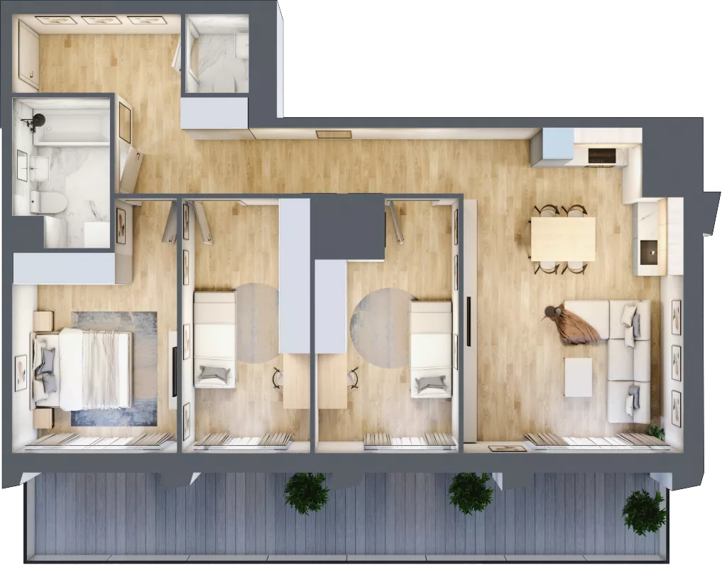 4 pokoje, mieszkanie 85,18 m², piętro 5, oferta nr D_05_50, Kolejova 1, Poznań, Grunwald, Łazarz, ul. Kolejowa 1/3