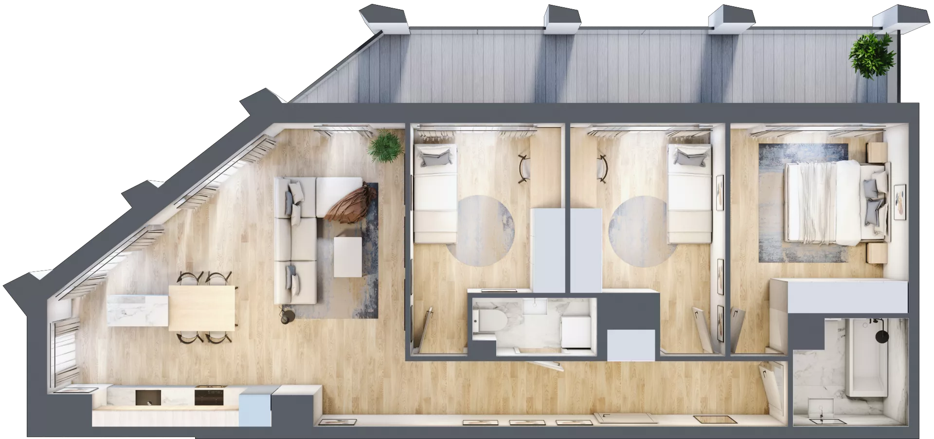 4 pokoje, mieszkanie 80,89 m², piętro 6, oferta nr D_06_54, Kolejova 1, Poznań, Grunwald, Łazarz, ul. Kolejowa 1/3