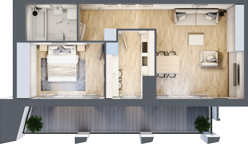 2 pokoje, apartament 50,16 m², piętro 7, oferta nr D_07_57, Kolejova 1, Poznań, Grunwald, Łazarz, ul. Kolejowa 1/3
