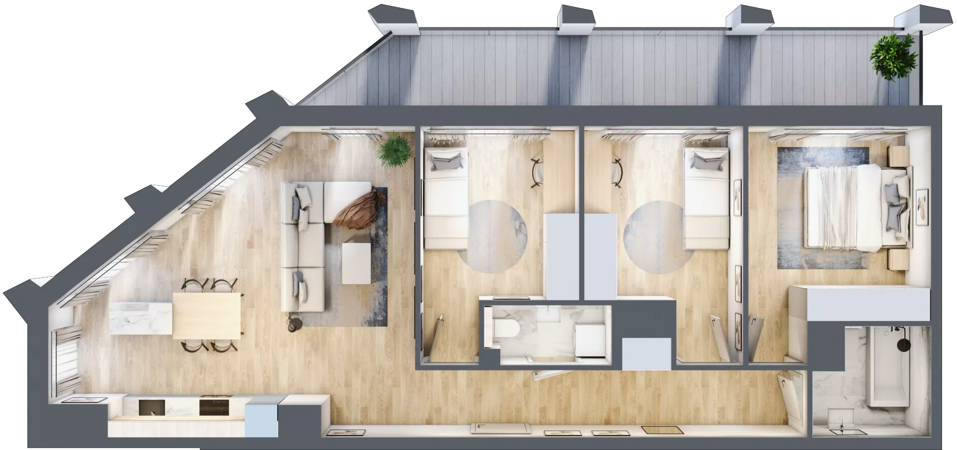 4 pokoje, mieszkanie 80,59 m², piętro 8, oferta nr D_08_64, Kolejova 1, Poznań, Grunwald, Łazarz, ul. Kolejowa 1/3