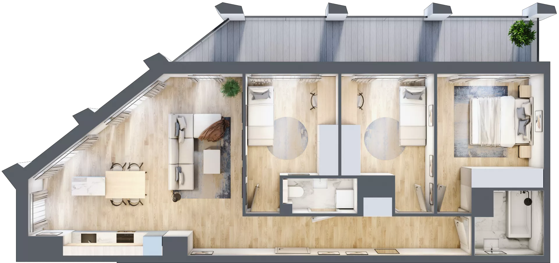 4 pokoje, mieszkanie 80,60 m², piętro 10, oferta nr D_10_74, Kolejova 1, Poznań, Grunwald, Łazarz, ul. Kolejowa 1/3