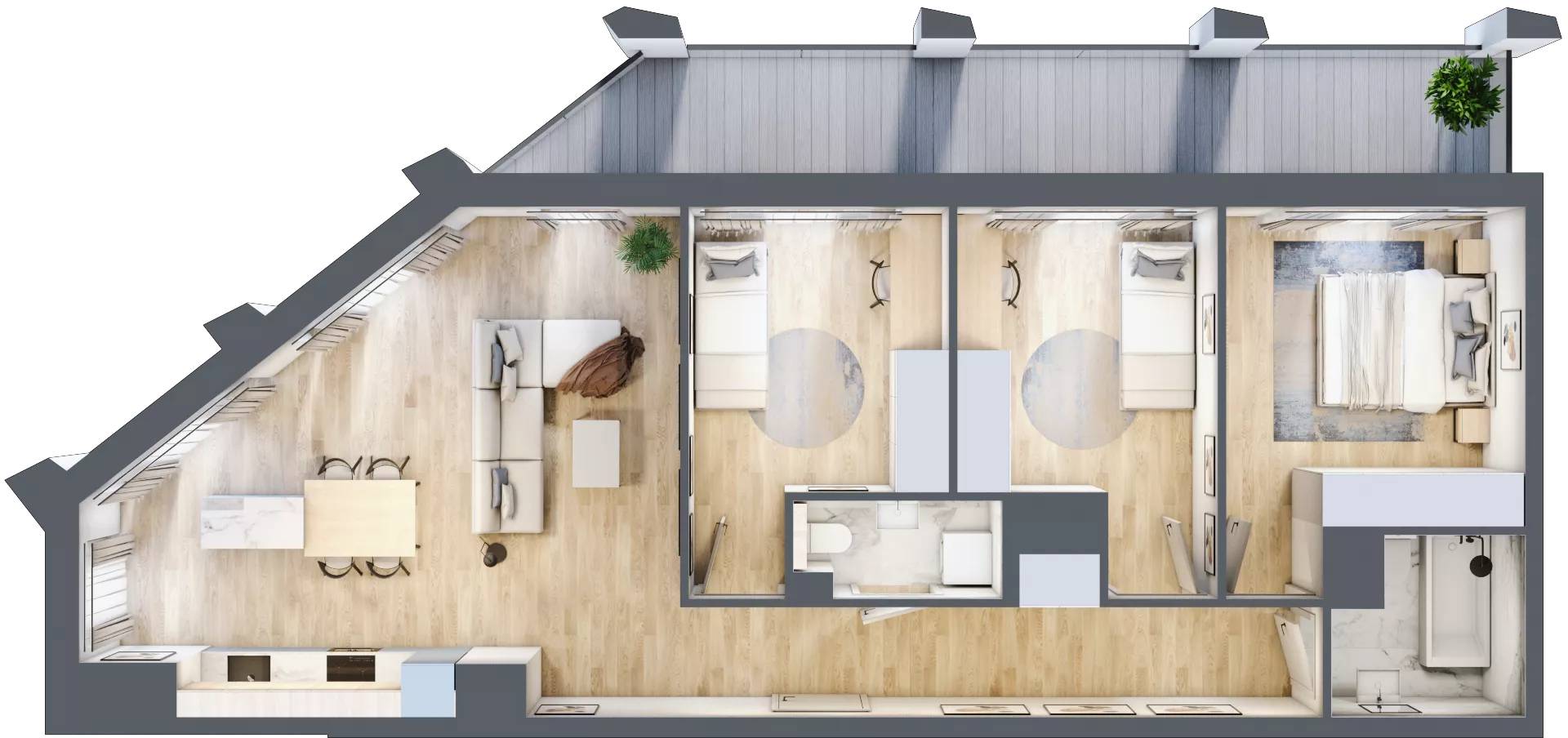 4 pokoje, mieszkanie 80,60 m², piętro 12, oferta nr D_12_84, Kolejova 1, Poznań, Grunwald, Łazarz, ul. Kolejowa 1/3