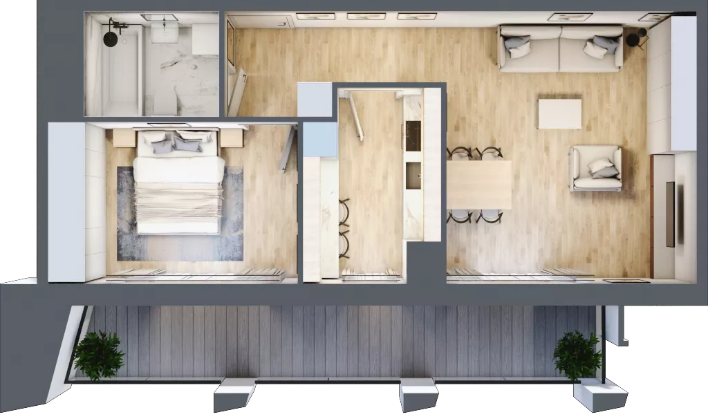 2 pokoje, mieszkanie 50,09 m², piętro 13, oferta nr D_13_87, Kolejova 1, Poznań, Grunwald, Łazarz, ul. Kolejowa 1/3