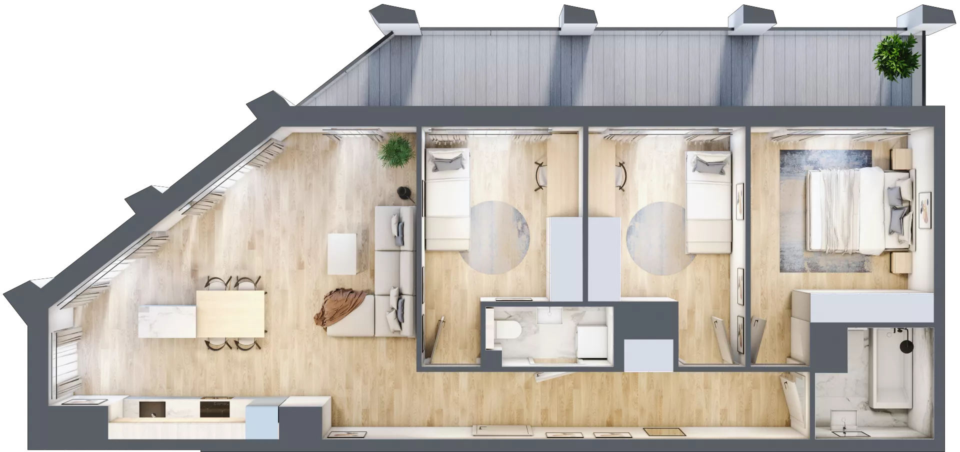 4 pokoje, mieszkanie 80,60 m², piętro 13, oferta nr D_13_89, Kolejova 1, Poznań, Grunwald, Łazarz, ul. Kolejowa 1/3