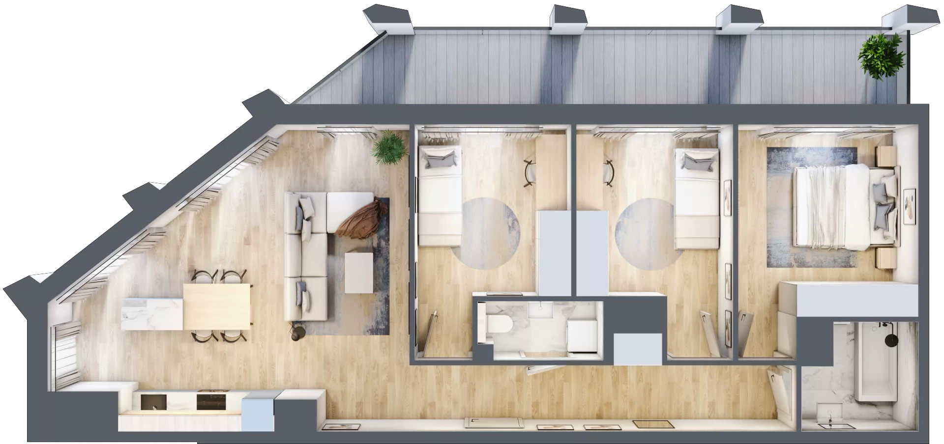 4 pokoje, mieszkanie 80,29 m², piętro 14, oferta nr D_14_94, Kolejova 1, Poznań, Grunwald, Łazarz, ul. Kolejowa 1/3
