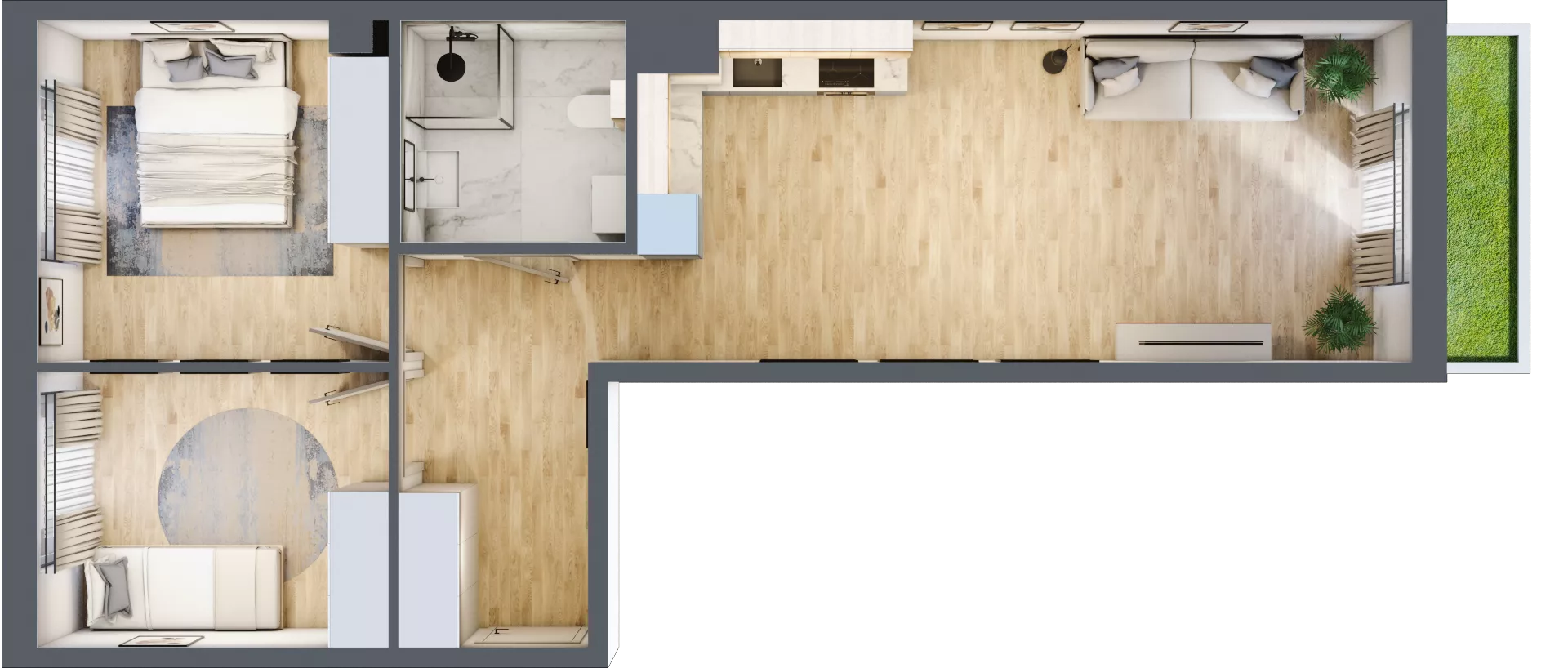 3 pokoje, mieszkanie 54,25 m², parter, oferta nr 2.B.0.4, ul. Zawidowska Dobry Deweloper Milo Wrocław Maślice, Wrocław, Maślice, Fabryczna, ul. Zawidowska
