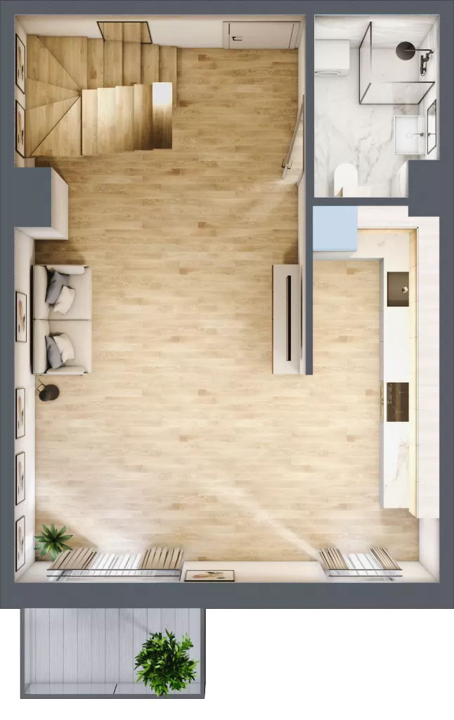 2 pokoje, mieszkanie 77,55 m², piętro 2, oferta nr 2.D.2.2, ul. Zawidowska Dobry Deweloper Milo Wrocław Maślice, Wrocław, Maślice, Fabryczna, ul. Zawidowska