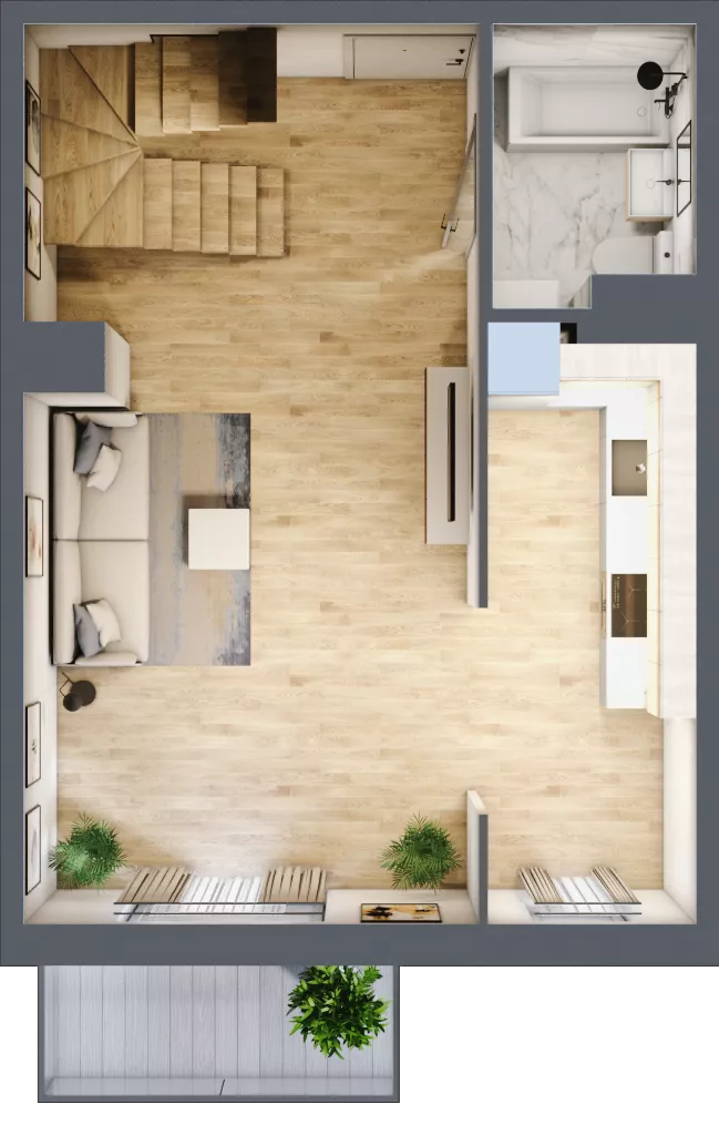 2 pokoje, mieszkanie 77,07 m², piętro 2, oferta nr 1.E.2.2, 2M Apartments Dobry Deweloper Milo Wrocław Maślice , Wrocław, Maślice, Fabryczna, ul. Zawidowska