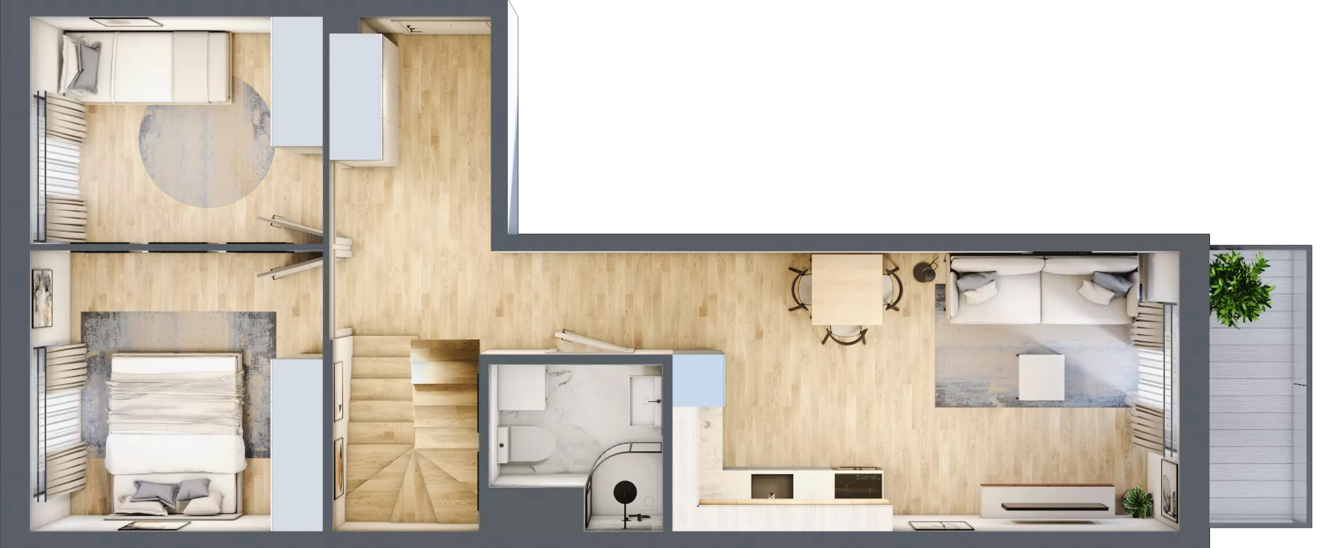 4 pokoje, mieszkanie 92,49 m², piętro 2, oferta nr 1.C.2.1, 2M Apartments Dobry Deweloper Milo Wrocław Maślice , Wrocław, Maślice, Fabryczna, ul. Zawidowska