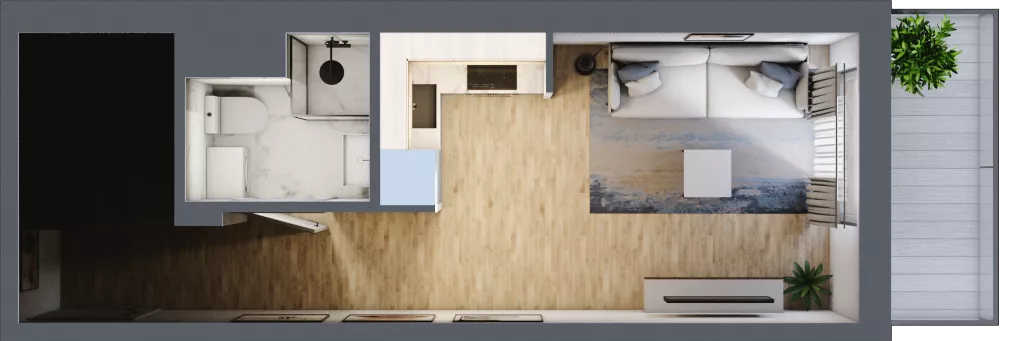 2 pokoje, mieszkanie 47,30 m², piętro 2, oferta nr 1.C.2.4, 2M Apartments Dobry Deweloper Milo Wrocław Maślice , Wrocław, Maślice, Fabryczna, ul. Zawidowska