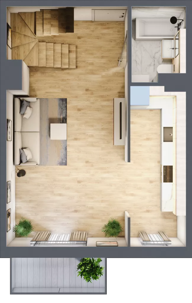 2 pokoje, mieszkanie 77,20 m², piętro 2, oferta nr 1.B.2.2, 2M Apartments Dobry Deweloper Milo Wrocław Maślice , Wrocław, Maślice, Fabryczna, ul. Zawidowska