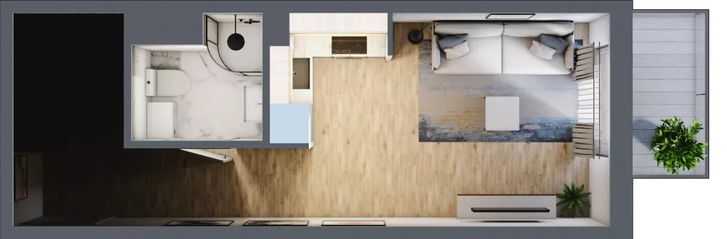 2 pokoje, mieszkanie 47,29 m², piętro 2, oferta nr 1.E.2.4, 2M Apartments Dobry Deweloper Milo Wrocław Maślice , Wrocław, Maślice, Fabryczna, ul. Zawidowska