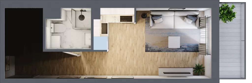 2 pokoje, mieszkanie 46,17 m², piętro 2, oferta nr 1.D.2.4, 2M Apartments Dobry Deweloper Milo Wrocław Maślice , Wrocław, Maślice, Fabryczna, ul. Zawidowska