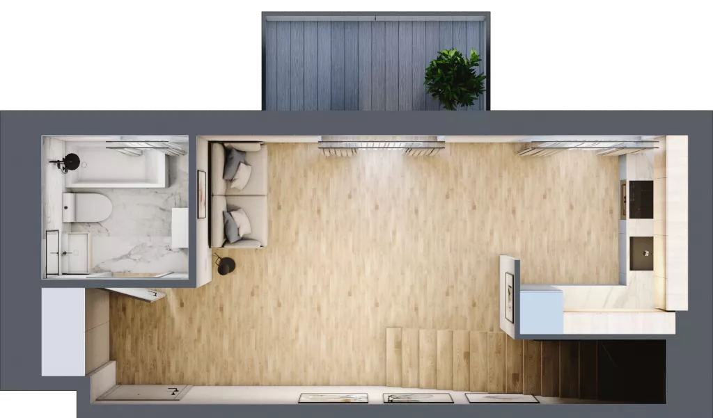 2 pokoje, mieszkanie 48,56 m², piętro 2, oferta nr 1.C.2.5, 2M Apartments Dobry Deweloper Milo Wrocław Maślice , Wrocław, Maślice, Fabryczna, ul. Zawidowska