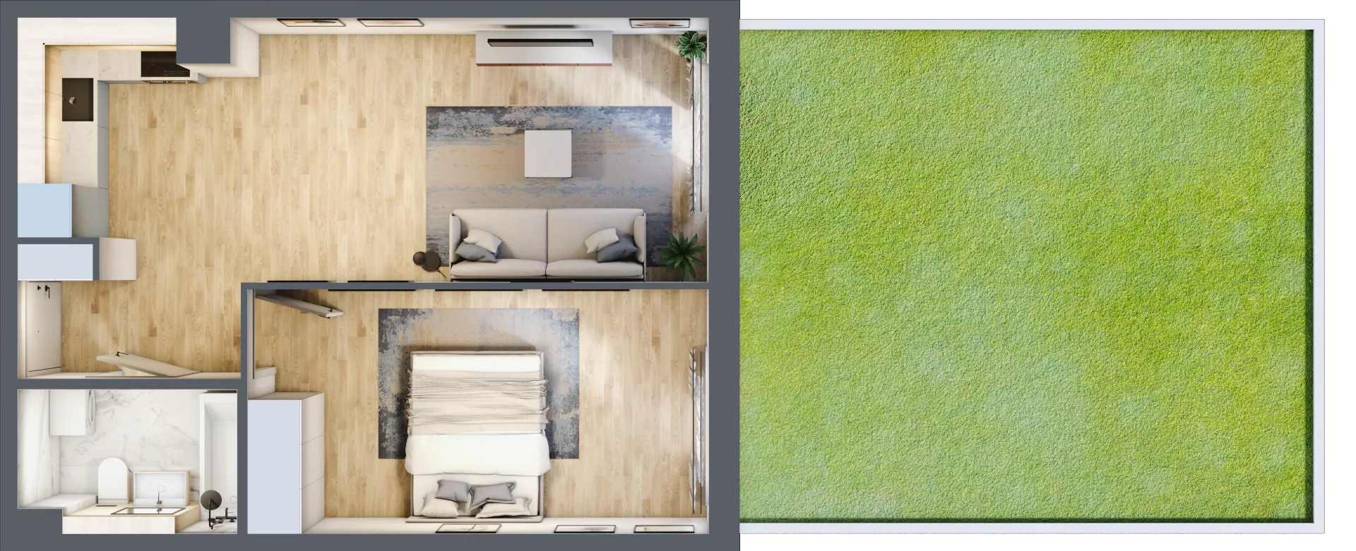 2 pokoje, mieszkanie 41,68 m², parter, oferta nr 1.B.0.3, 2M Apartments Dobry Deweloper Milo Wrocław Maślice , Wrocław, Maślice, Fabryczna, ul. Zawidowska