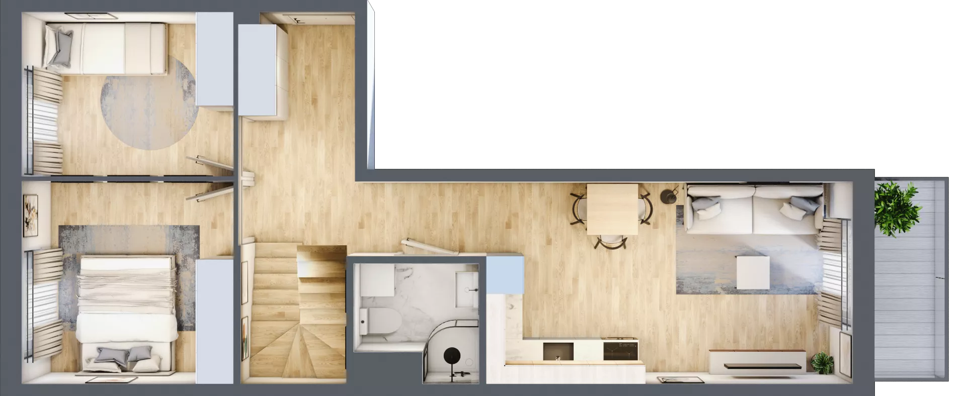 4 pokoje, mieszkanie 92,41 m², piętro 2, oferta nr 1.G.2.1, 2M Apartments Dobry Deweloper Milo Wrocław Maślice , Wrocław, Maślice, Fabryczna, ul. Zawidowska