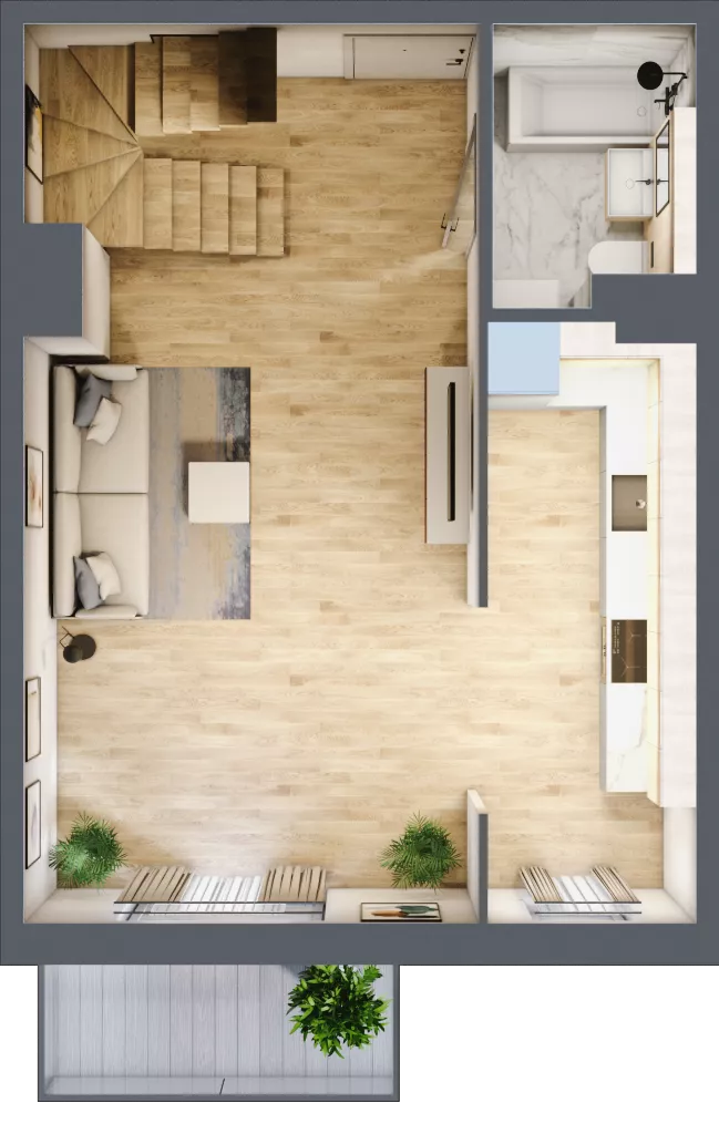 2 pokoje, mieszkanie 77,19 m², piętro 2, oferta nr 1.C.2.2, 2M Apartments Dobry Deweloper Milo Wrocław Maślice , Wrocław, Maślice, Fabryczna, ul. Zawidowska