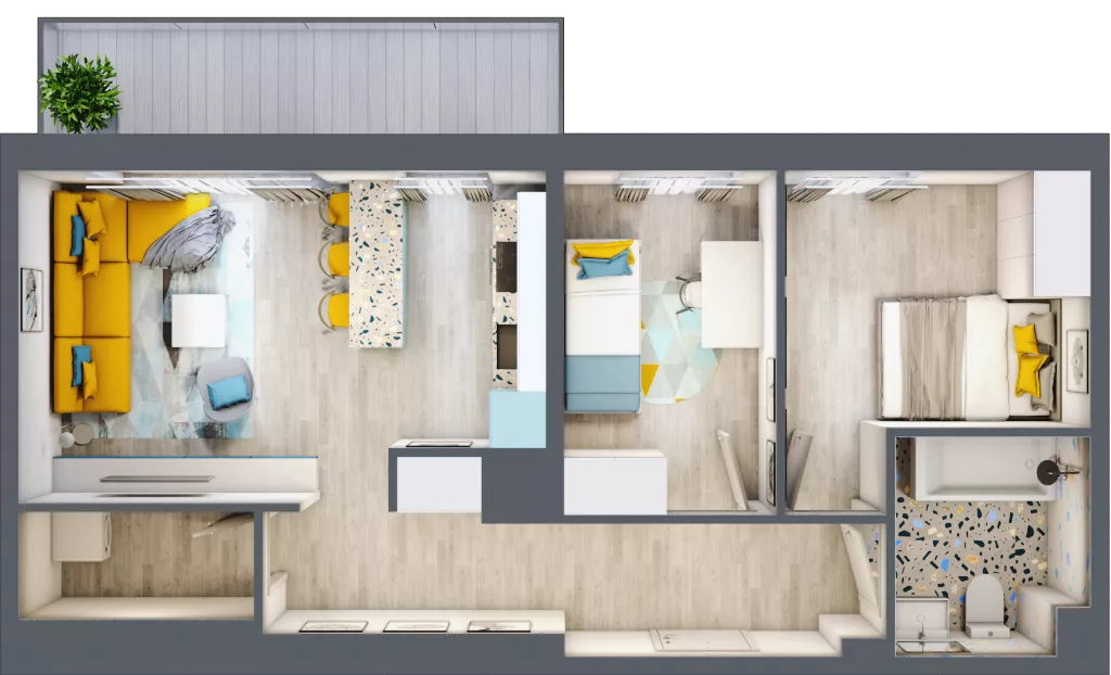 3 pokoje, mieszkanie 59,43 m², parter, oferta nr 1.2.1., Apartamenty Stawowa, Opole, Szczepanowice, ul. Stawowa 59D-E