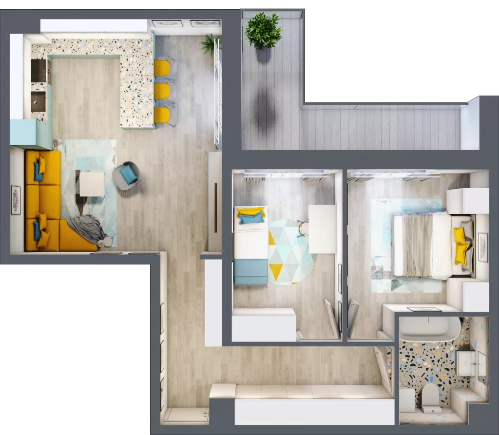 3 pokoje, mieszkanie 63,94 m², piętro 2, oferta nr 3.1.24., Apartamenty Stawowa, Opole, Szczepanowice, ul. Stawowa 59D-E