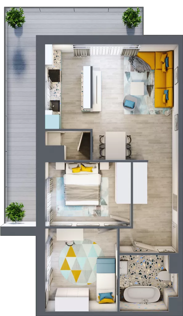 3 pokoje, mieszkanie 65,11 m², piętro 2, oferta nr 3.1.17., Apartamenty Stawowa, Opole, Szczepanowice, ul. Stawowa 59D-E