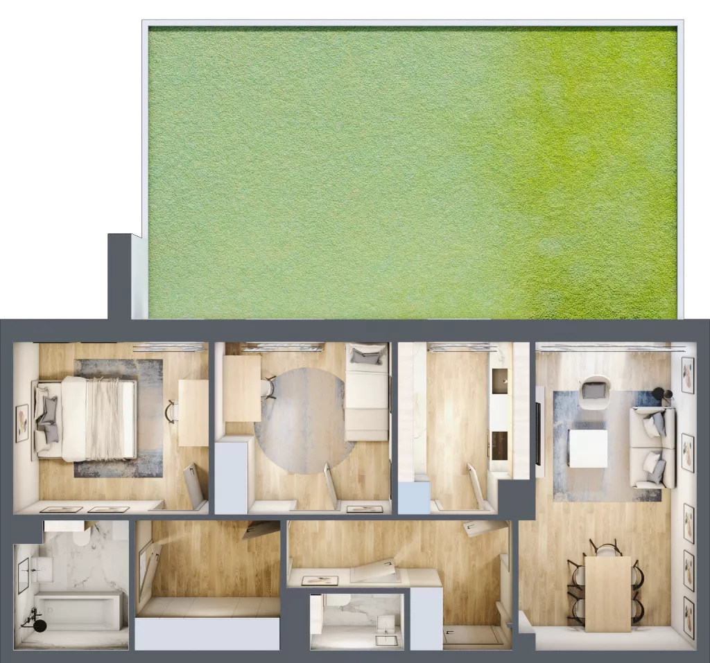 3 pokoje, mieszkanie 67,54 m², parter, oferta nr A1, Warszawska 222, Mińsk Mazowiecki, ul. Warszawska 222
