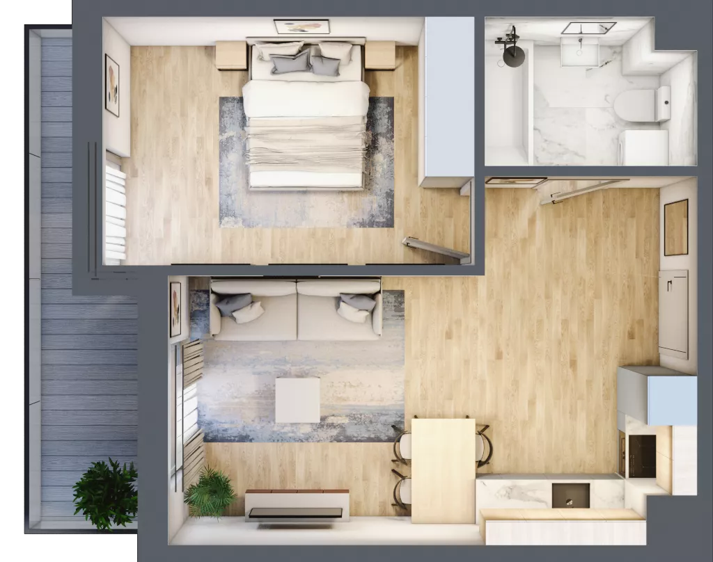 2 pokoje, mieszkanie 42,34 m², piętro 1, oferta nr D15, Ruczaj Korso III, Kraków, Dębniki, Ruczaj, ul. Doktora Jana Piltza 23