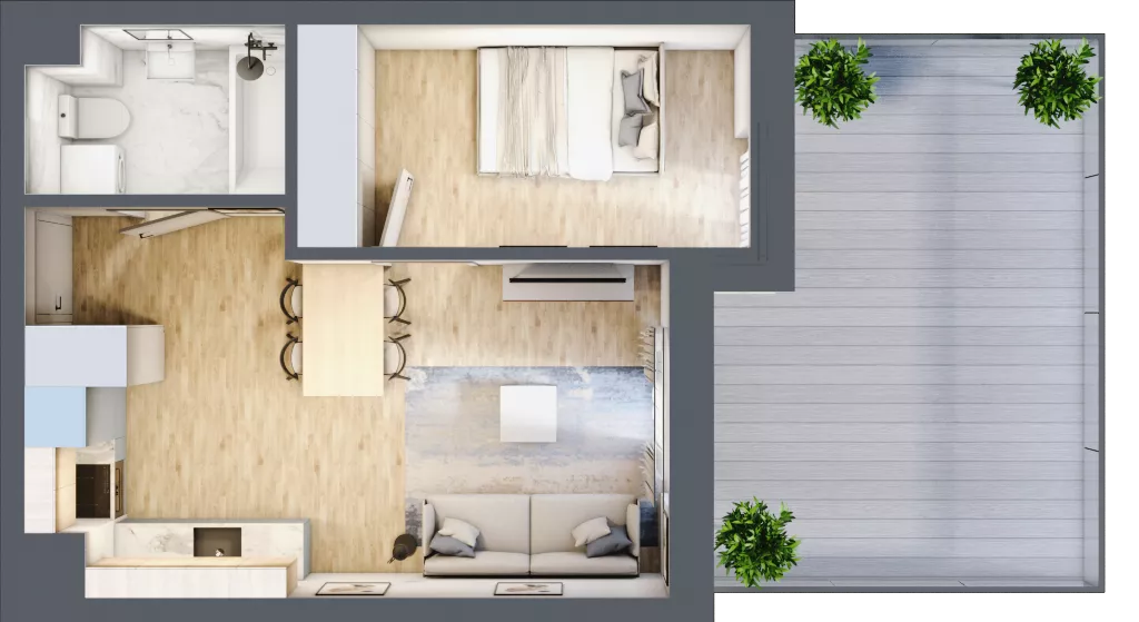 2 pokoje, mieszkanie 36,08 m², parter, oferta nr E1, Ruczaj Korso III, Kraków, Dębniki, Ruczaj, ul. Doktora Jana Piltza 23