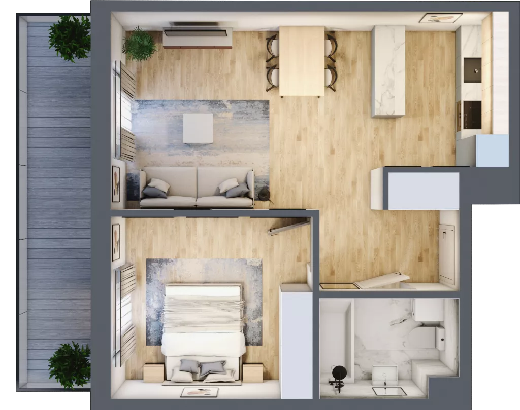 2 pokoje, mieszkanie 47,36 m², piętro 1, oferta nr E13, Ruczaj Korso III, Kraków, Dębniki, Ruczaj, ul. Doktora Jana Piltza 23