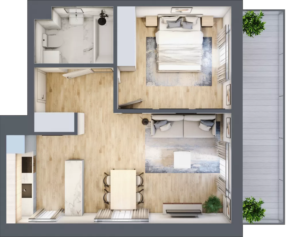 2 pokoje, mieszkanie 46,93 m², piętro 5, oferta nr E37, Ruczaj Korso III, Kraków, Dębniki, Ruczaj, ul. Doktora Jana Piltza 23