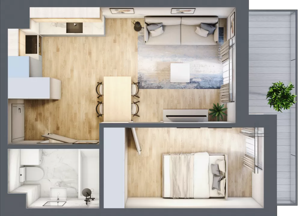 2 pokoje, mieszkanie 36,91 m², piętro 1, oferta nr E56, Ruczaj Korso III, Kraków, Dębniki, Ruczaj, ul. Doktora Jana Piltza 23