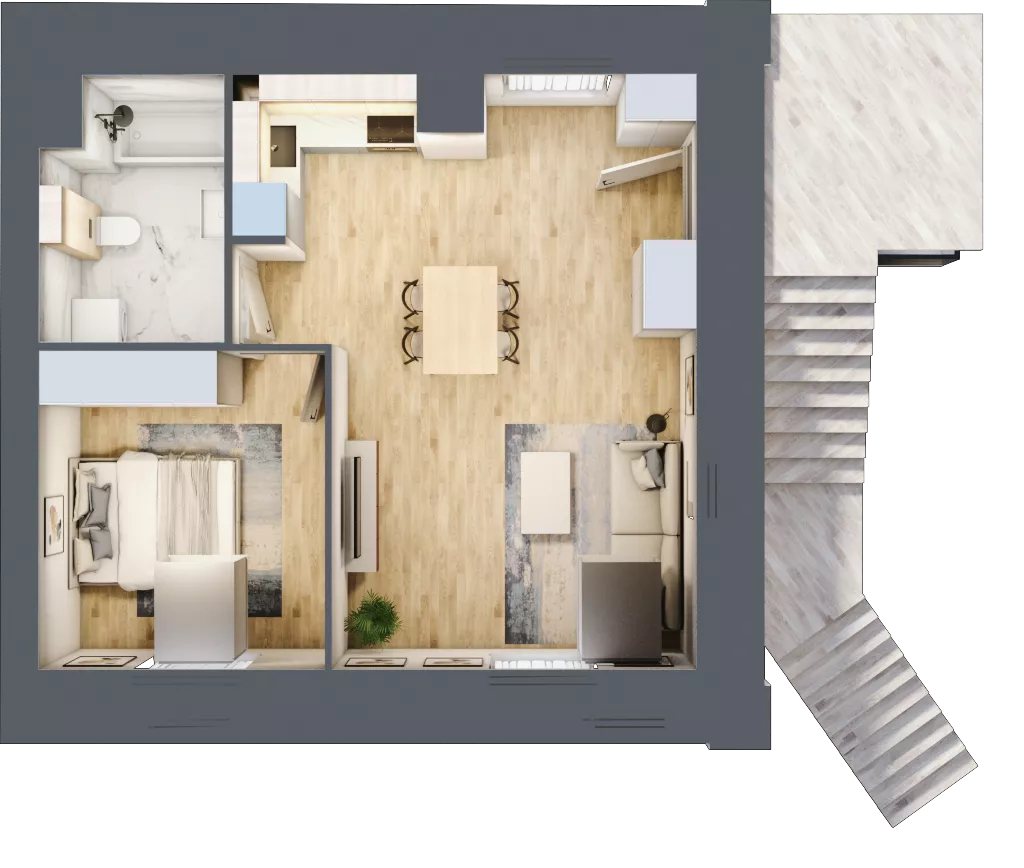 2 pokoje, apartament 48,20 m², piętro 1, oferta nr C2.4.1.08, Aroma Park Lofty, Warszawa, Białołęka, Henryków, ul. Dziatwy