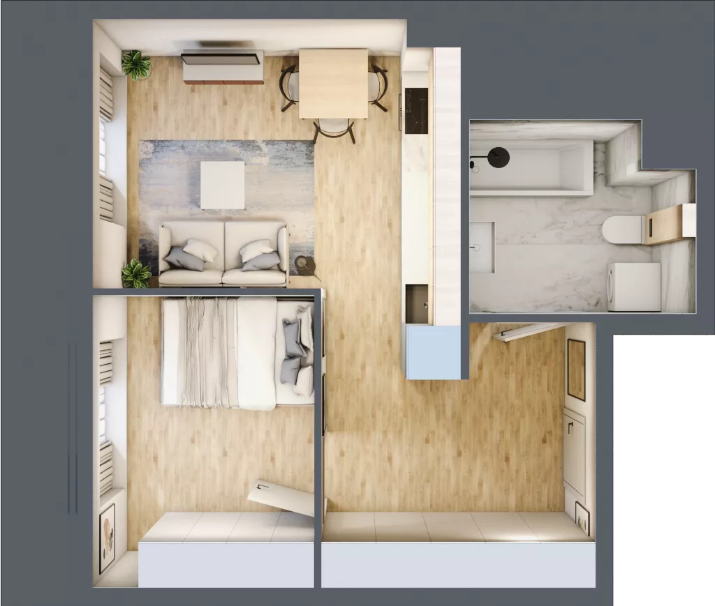 2 pokoje, apartament 34,80 m², piętro 2, oferta nr E.2.2.03, Aroma Park Lofty, Warszawa, Białołęka, Henryków, ul. Dziatwy