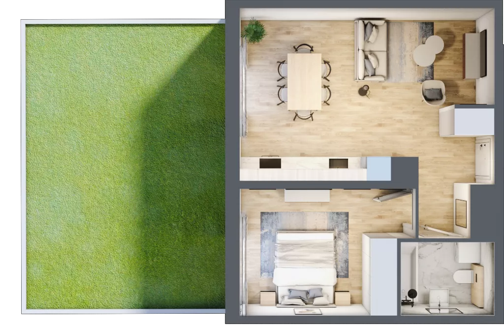 2 pokoje, mieszkanie 46,43 m², parter, oferta nr BC0002, Talarowa Park, Warszawa, Białołęka, Tarchomin, ul. Talarowa
