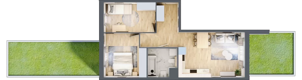 3 pokoje, mieszkanie 53,35 m², parter, oferta nr CC0006, Talarowa Park, Warszawa, Białołęka, Tarchomin, ul. Talarowa